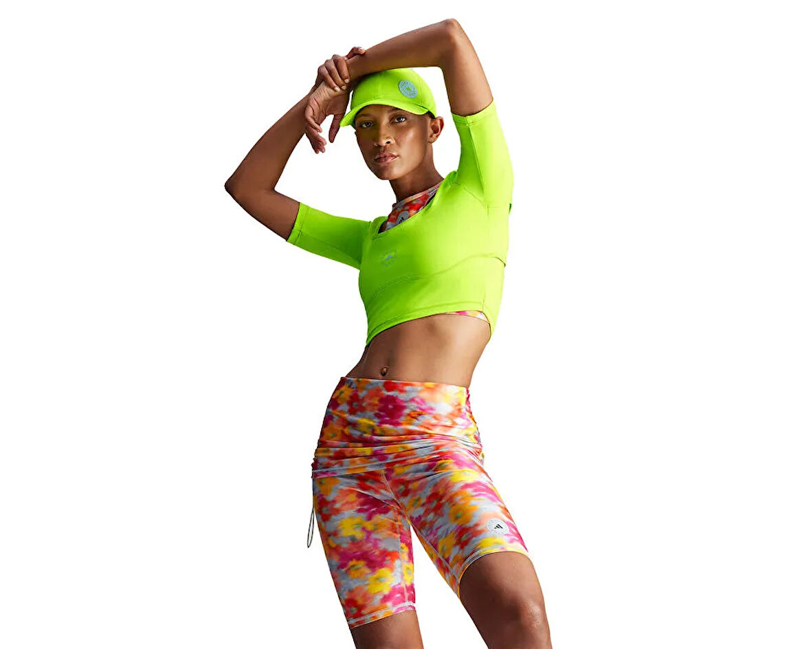 adidas By Stella McCartney Printed Shine Rolltop Kadın Koşu Taytı IW3880 Renkli