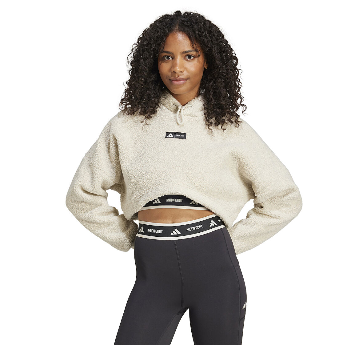 IY8050-K adidas Cropped Hoodıe Kadın Sweatshirt Krem