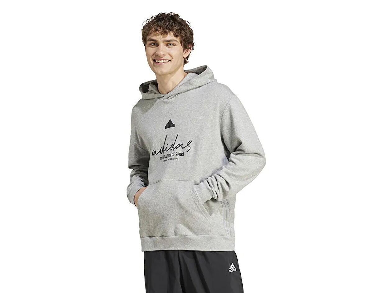 adidas Bl Ft Hd Q3 Erkek Günlük Sweatshirts IX1316 Gri