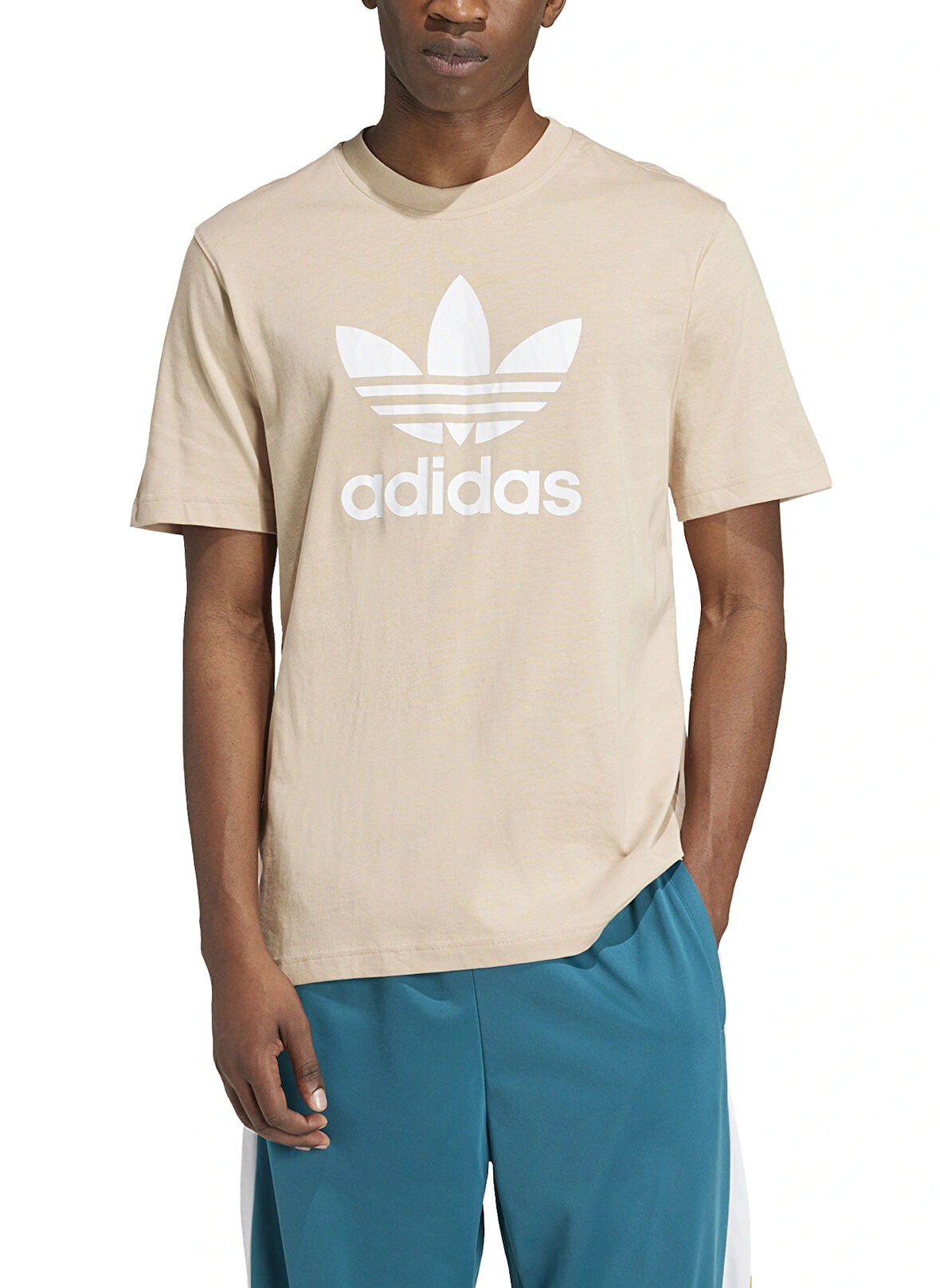 Bej Erkek Yuvarlak Yaka Normal Kalıp T-Shirt IZ2351 TREFOIL T-SHIRT