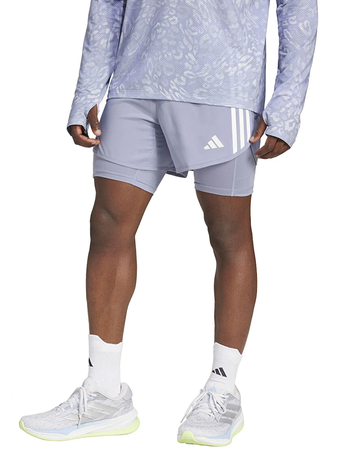 adidas JD2321 OTR E 3S 2in1 S Mor Lastikli Bel Regular Fit Düz Erkek Şort