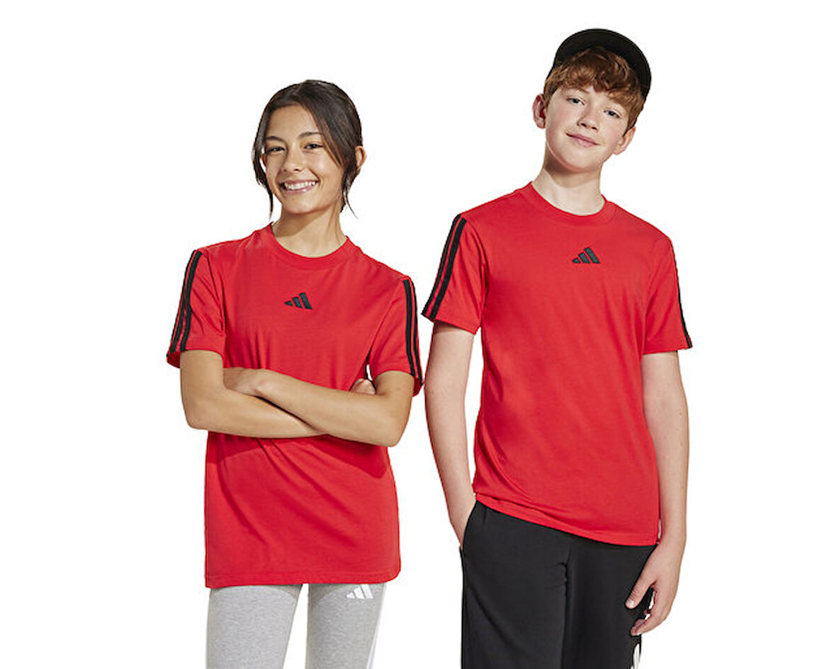 adidas J 3S Tee 160 Çocuk Günlük Tişört JD6489 Kırmızı