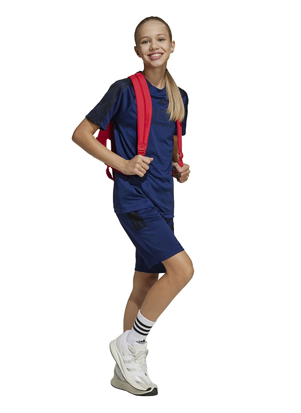 adidas Bağlamalı Bel Normal Lacivert - Siyah Erkek Çocuk Şort JC8039-J HOT SHO