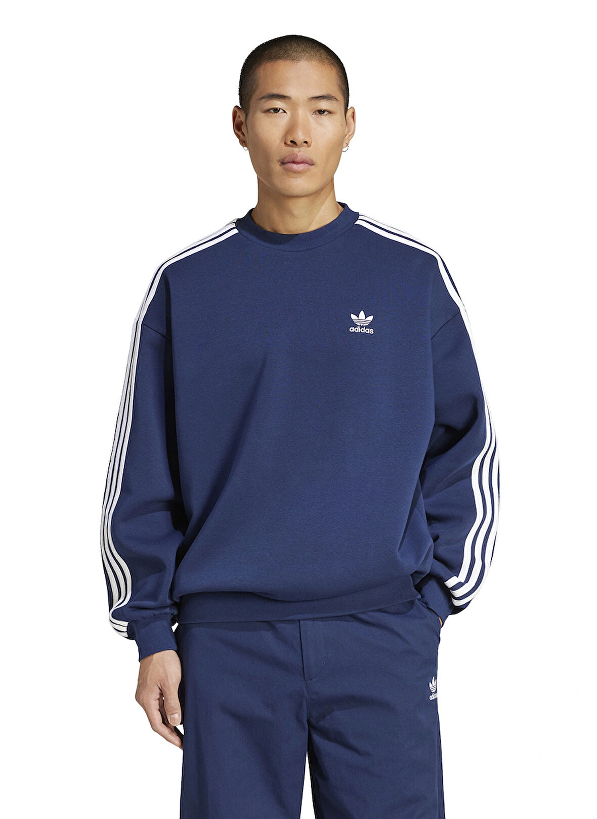 JP1063 Oversize crew Lacivert Yuvarlak Yaka Oversize Sweatshirt
