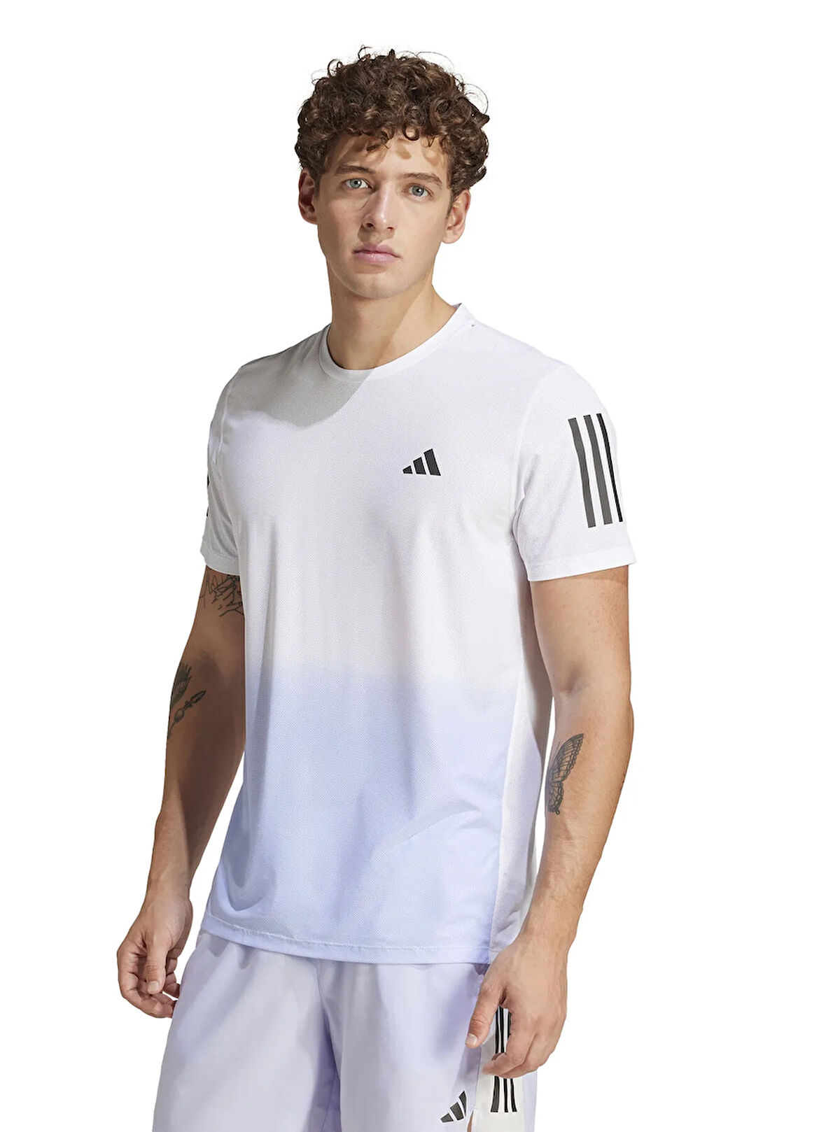 adidas JC9886 OTR B CB TEE M Beyaz - Mavi Yuvarlak Yaka Regular Fit Diyagonal Erkek T-Shirt