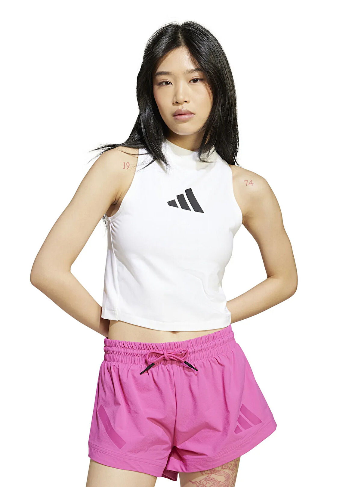 adidas JX4316 W Z.N.E. TANK Beyaz Yuvarlak Yaka Slim Fit Düz Kadın T-Shirt