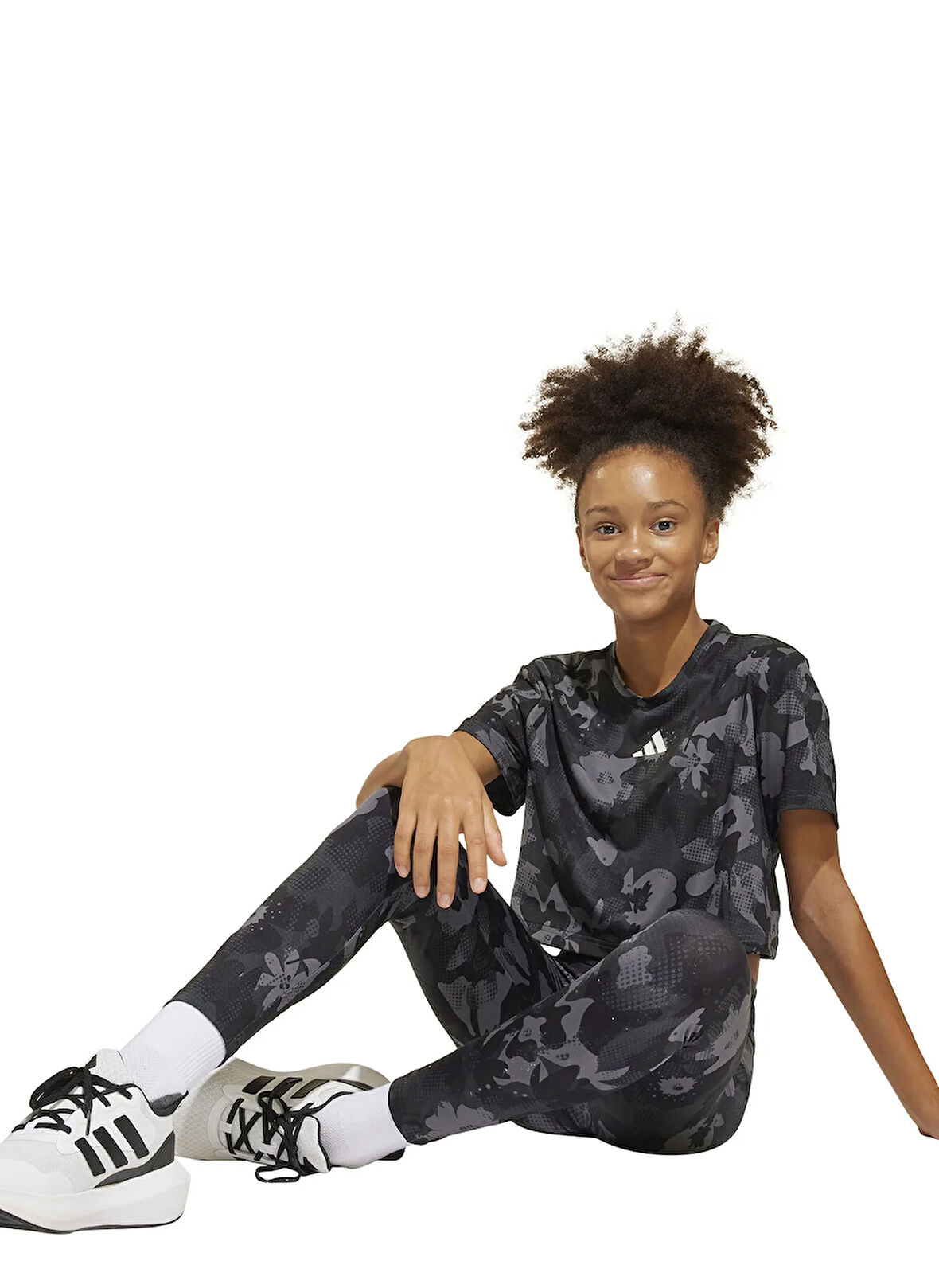 adidas Siyah - Gri Kız Çocuk Tayt JJ5054-JG TR-ES FL LE