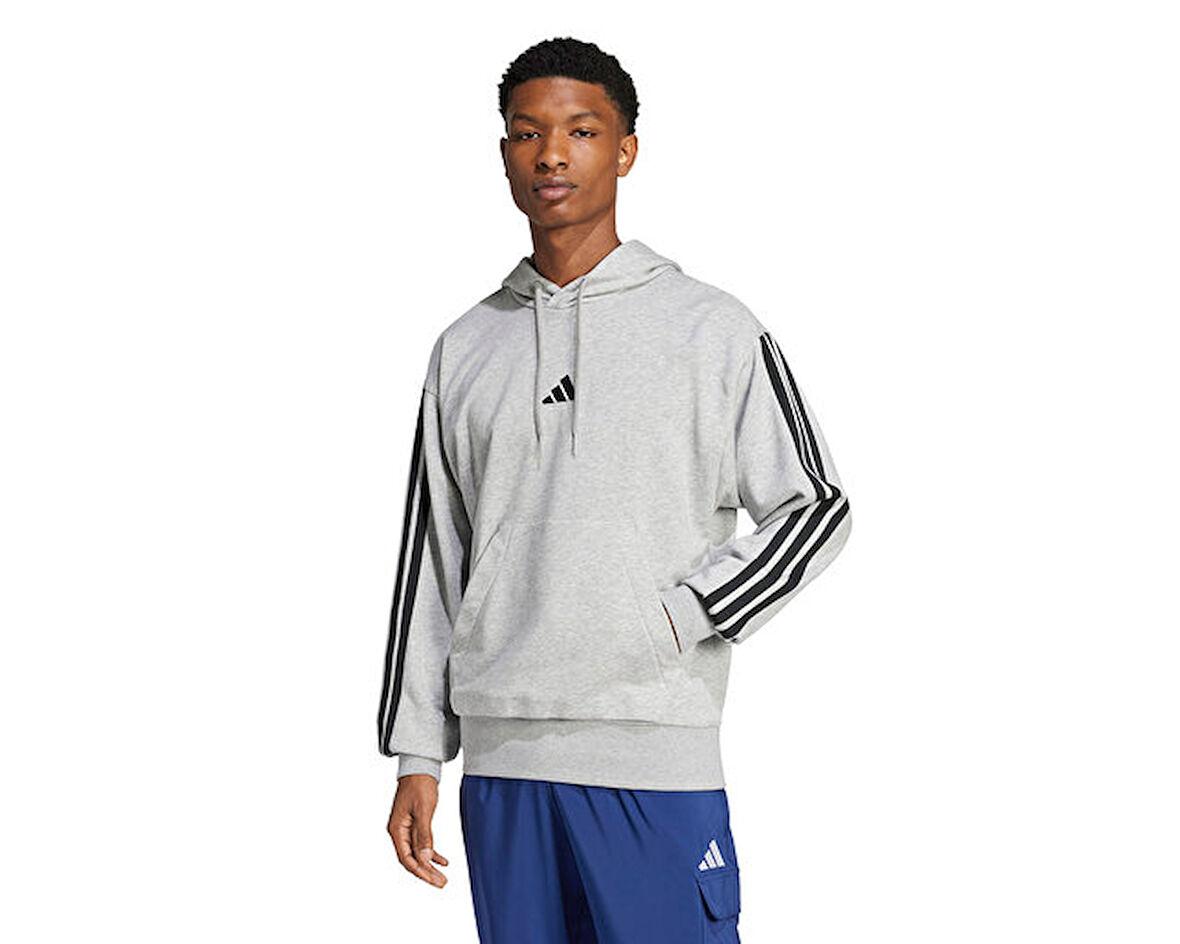 adidas M 3S FT HD Erkek Günlük Sweatshirt JD1871 Gri