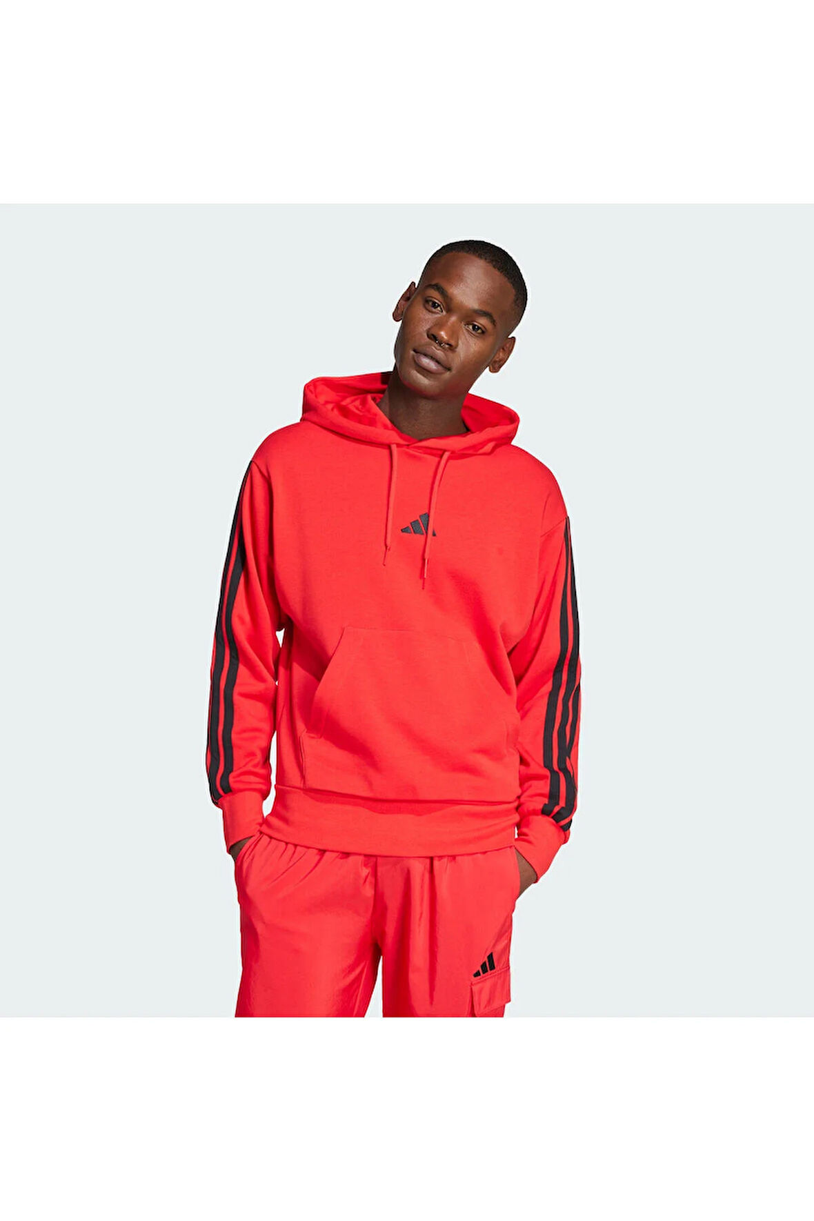 Essentials 3-Stripes French Terry Kapüşonlu Üst