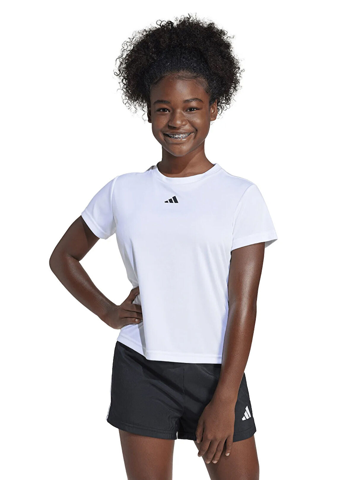 adidas Düz Beyaz Kız Çocuk T-Shirt JJ1066 JG TR-ES T