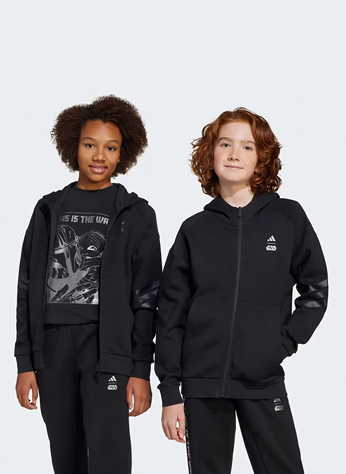 adidas Düz Erkek Çocuk Siyah Sweatshırt JF3634-J SW MNDO TT