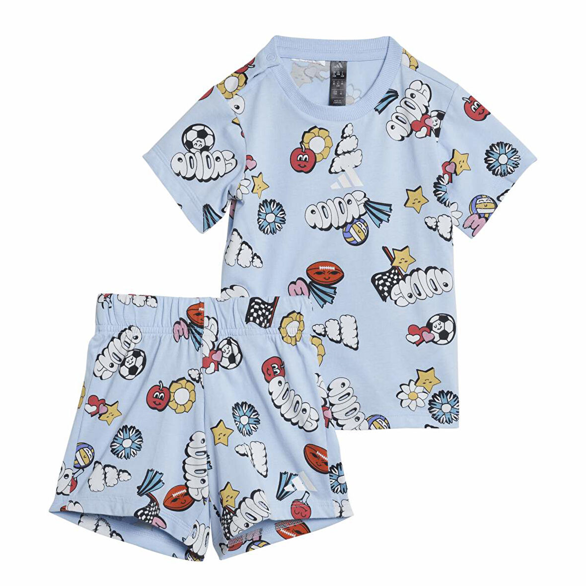 Adidas Bebek Şort Tişört Takım Fun Allover Print