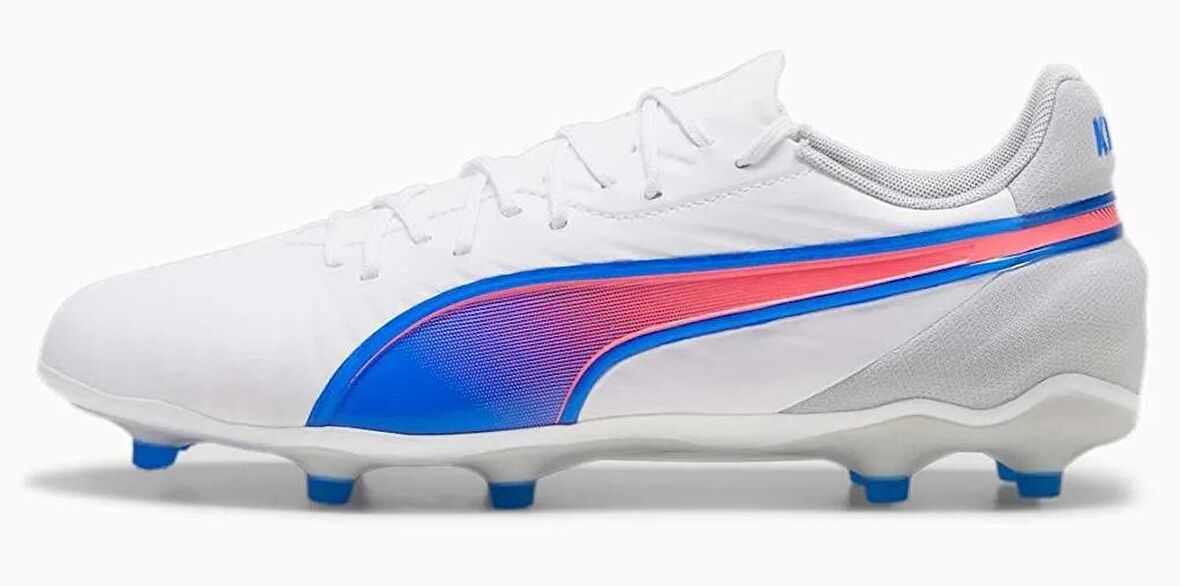 Puma King Match FG/AG 107863_02 Beyaz & Mavi & Kırmızı Futbol Kramponu