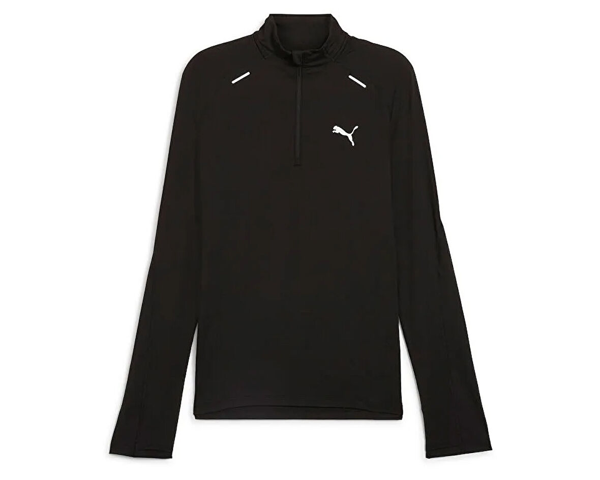 Puma Run Cloudspun 1/4 Zip Erkek Uzun Kollu Koşu Tişörtü 52578101 Siyah