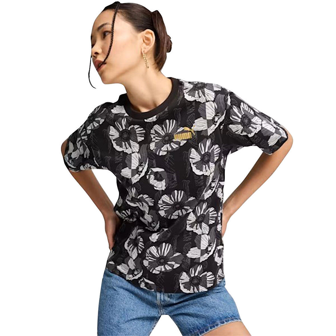 Essentials+ Kadın Siyah Günlük Stil T-Shirt 68169201