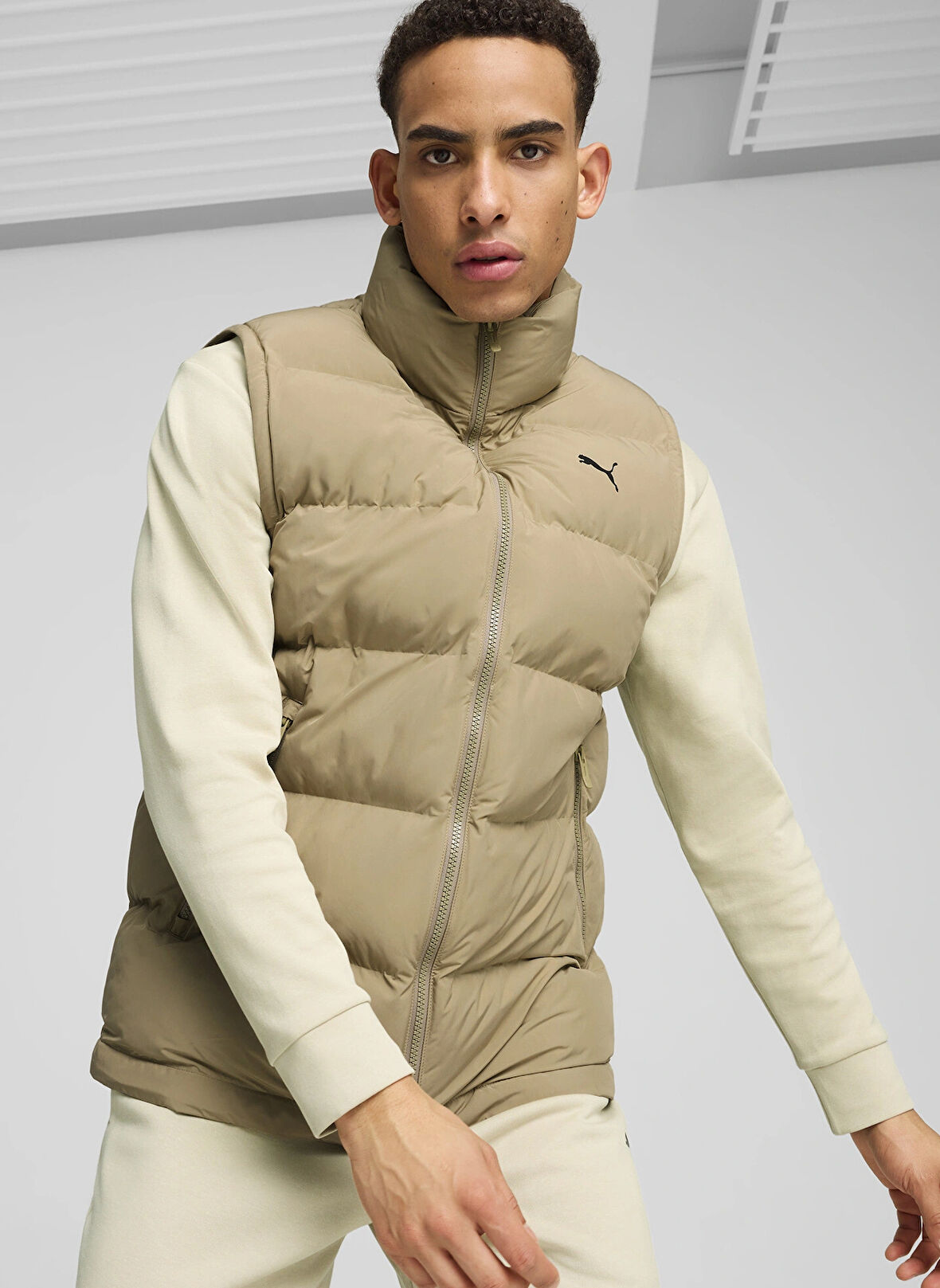 Krem Erkek Dik Yaka Regular Fit Yelek 62646867 Mono Vest