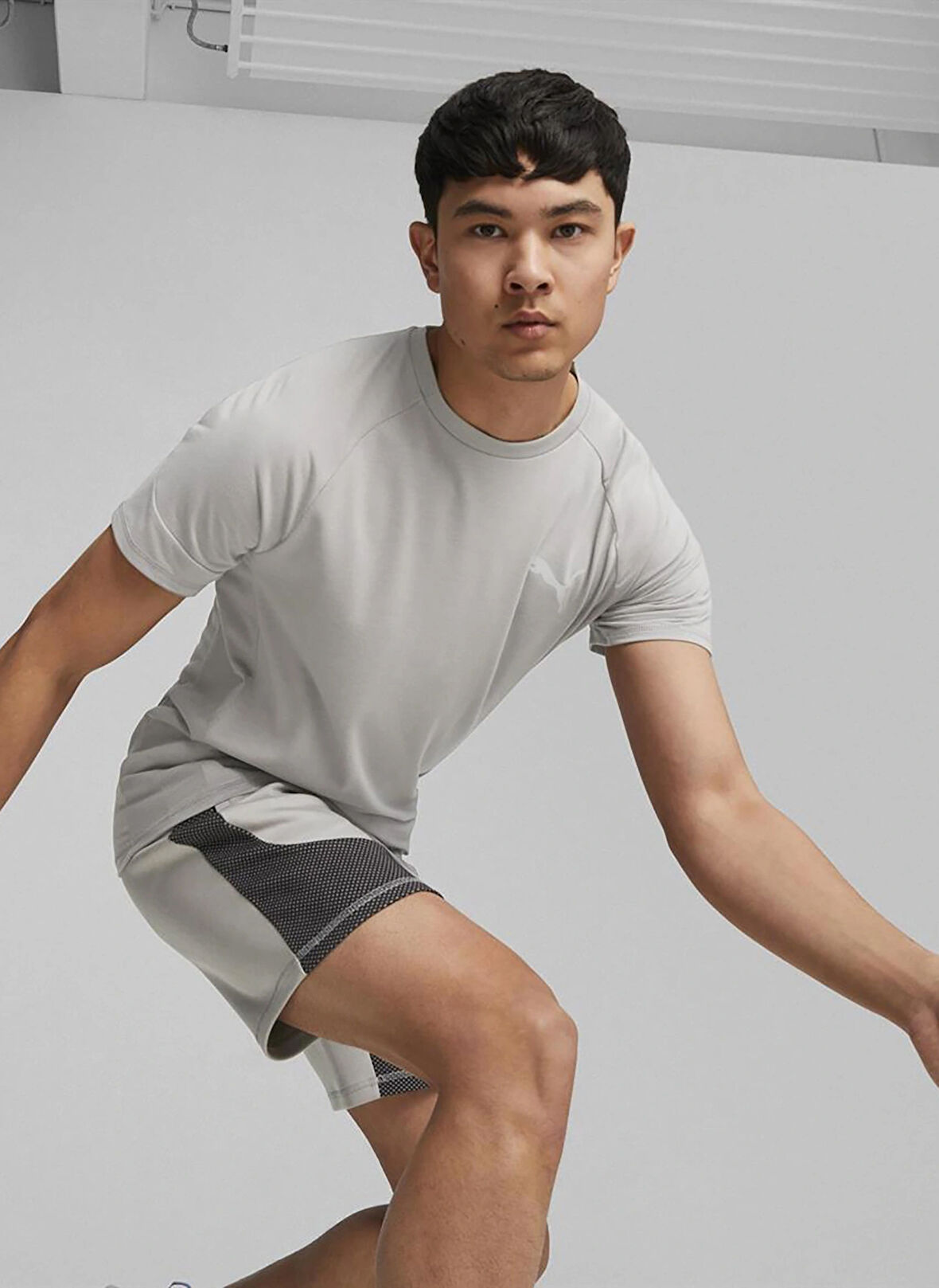 Gri Erkek Bisiklet Yaka Normal Kalıp T-Shirt 68169769 EVOSTRIPE Tee