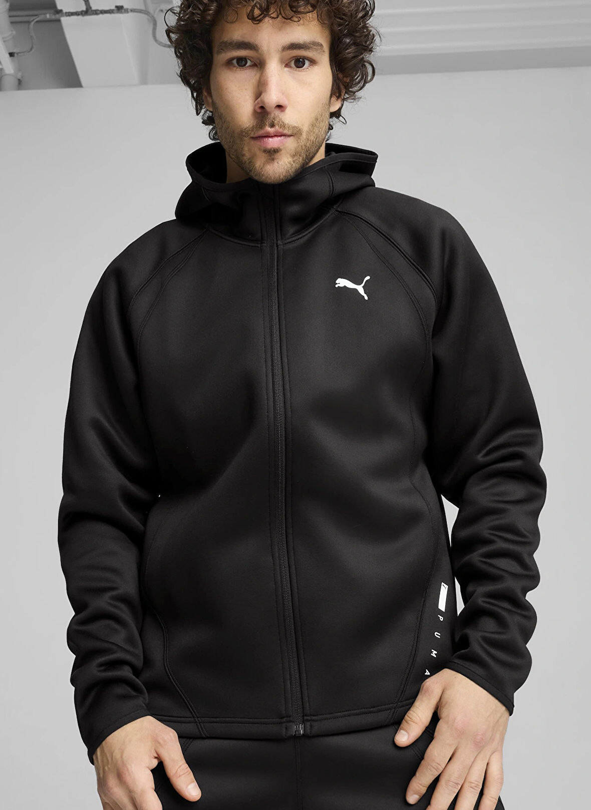 Siyah Erkek Kapüşon Yaka Lastikli Bel Regular Fit Eşofman Üstü Cloudspun TechLBL Jacket