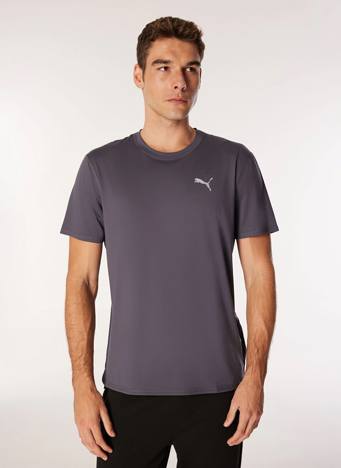 Gri Erkek Bisiklet Yaka Normal Kalıp T-Shirt 52498969 RUN CLOUDSPUN SS TEE