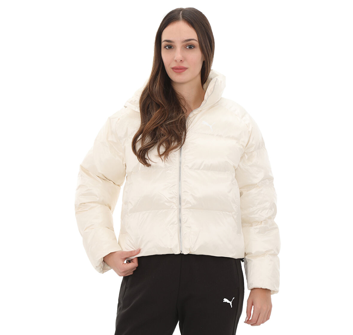 626514-87 Puma Shiny Puffer Jacket Kadın Mont Beyaz