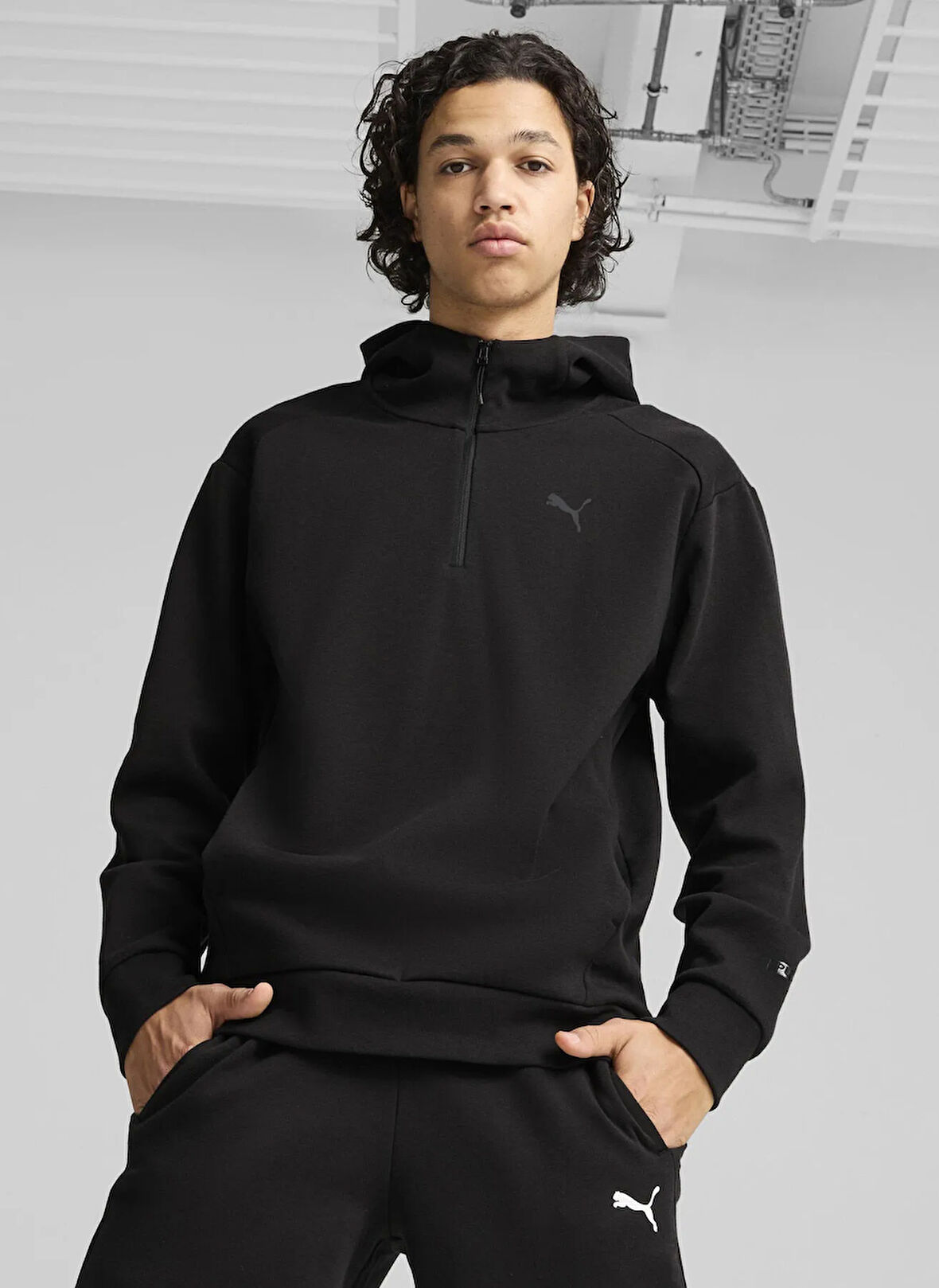 Puma 68162001 RAD/CAL Hooded Half-Zip DK Siyah Fermuarlı Yaka Regular Fit Düz Erkek Sweatshırt