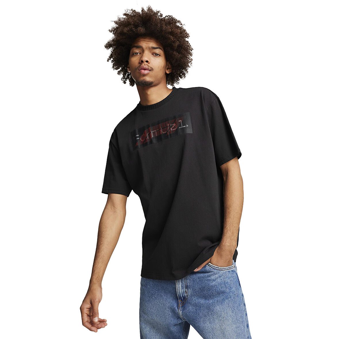 F1 Graphic Logo Erkek Siyah Günlük Stil T-Shirt 62642101