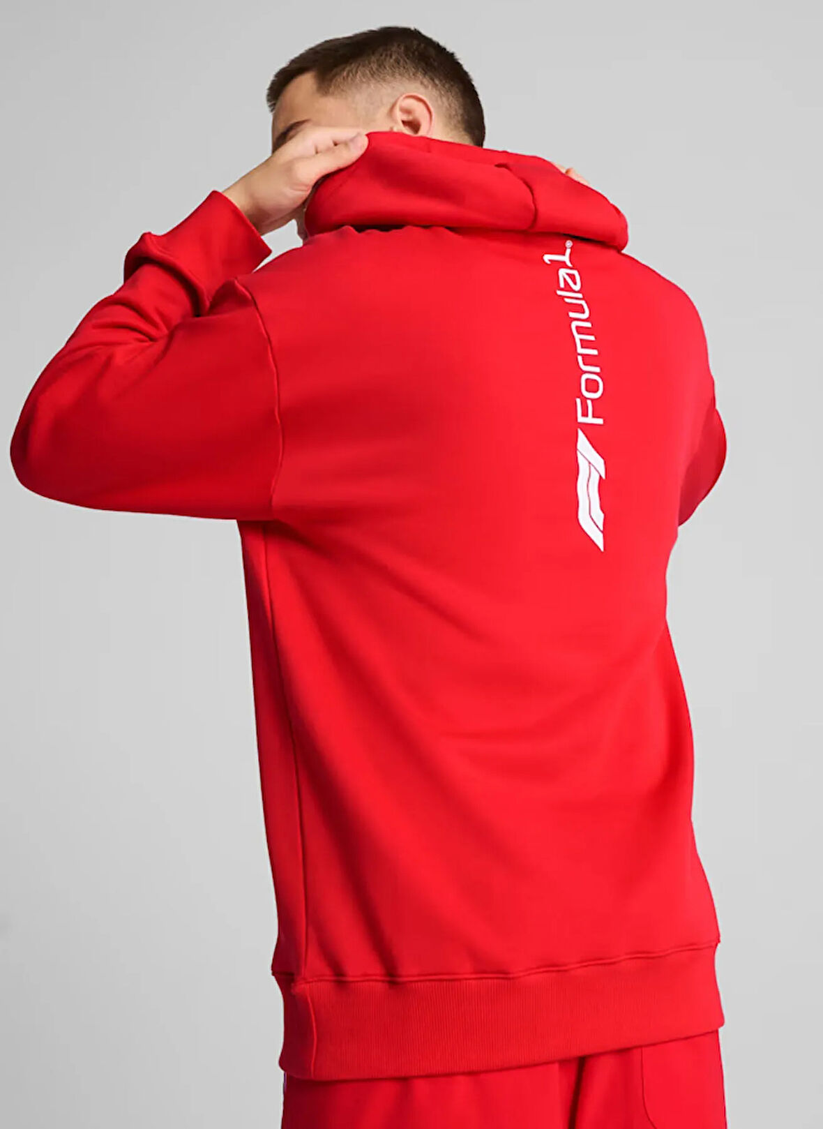 63012103 F1 ESS+ Graphic Hoodie Pop Kapüşonlu Lastikli Bel Regular Fit Kırmızı Erkek Sweatshirt