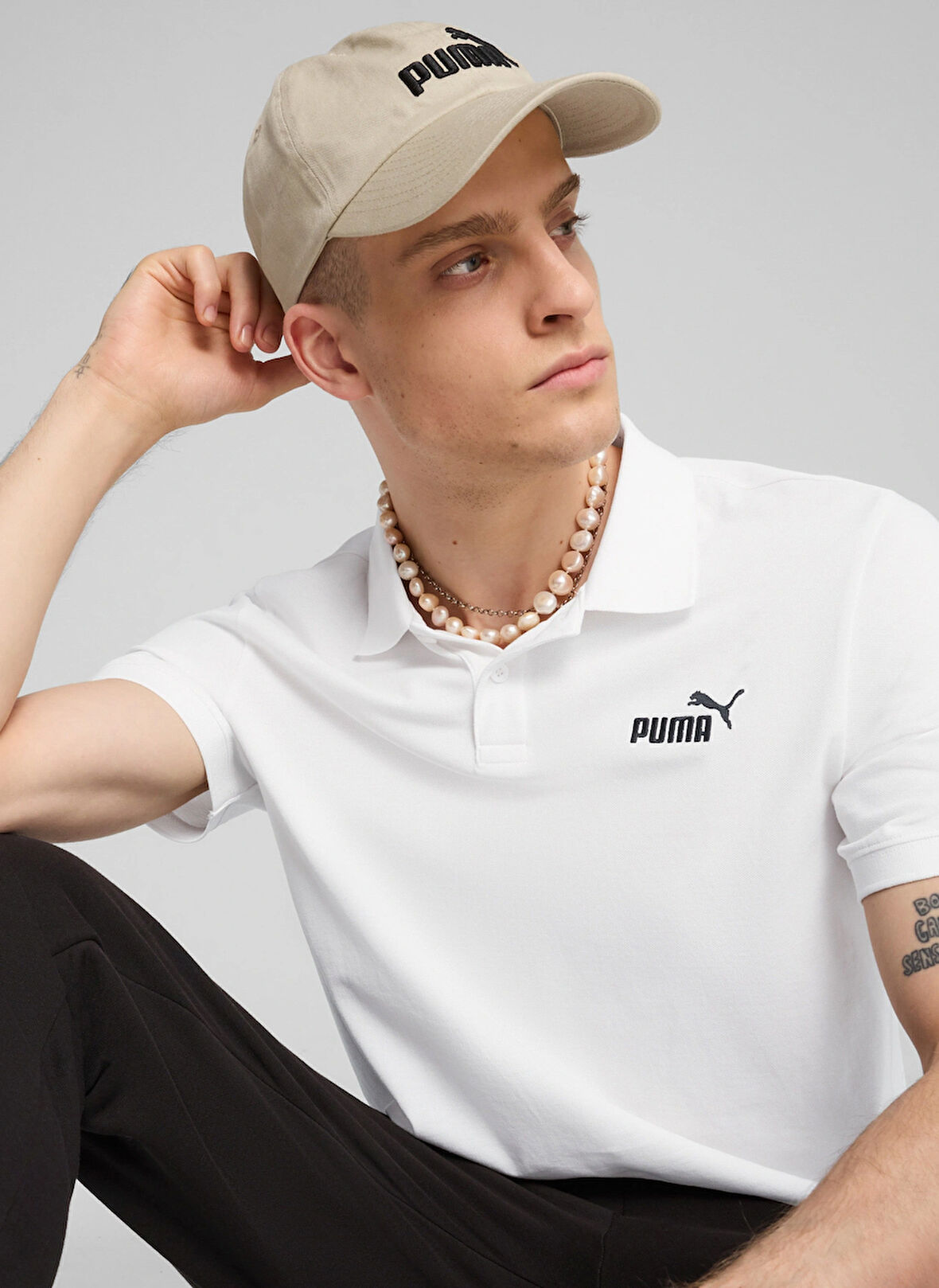 68255202 ESS No. 1 Logo Pique Polo Beyaz Regular Fit Erkek T-Shirt