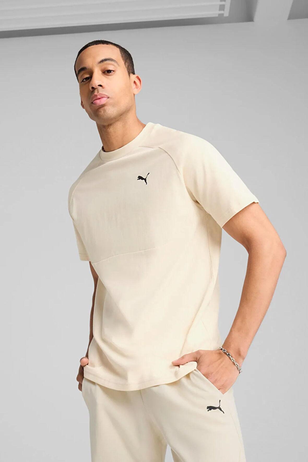 TECH Tee Bej Erkek Kısa Kol T-Shirt