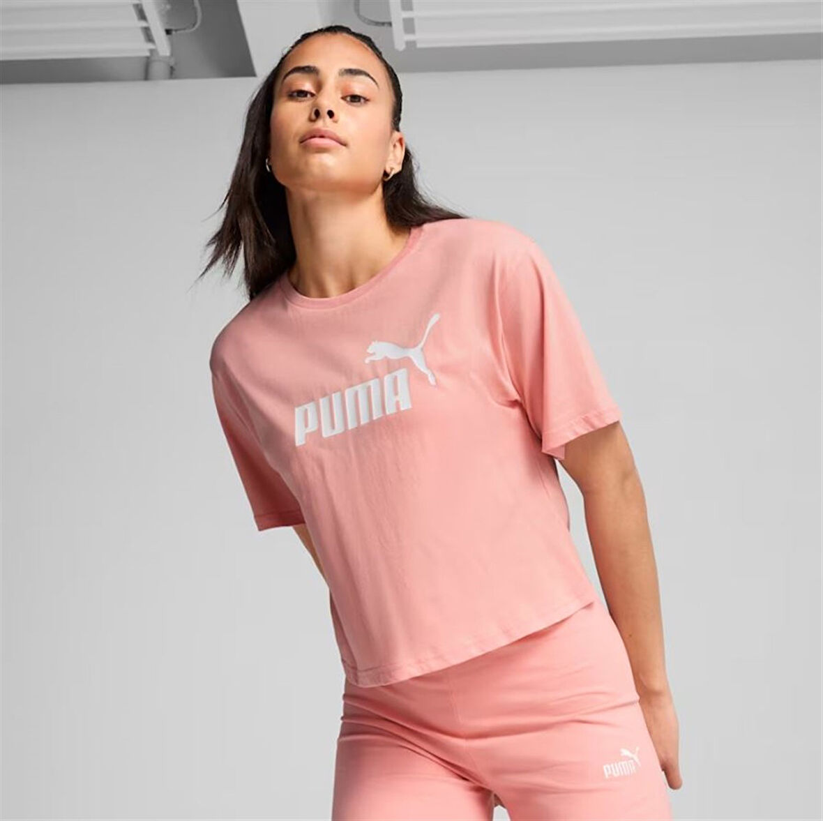 Puma Cropped No.1 Logo Tee Pembe Kadın Spor Tişört - 684972 18