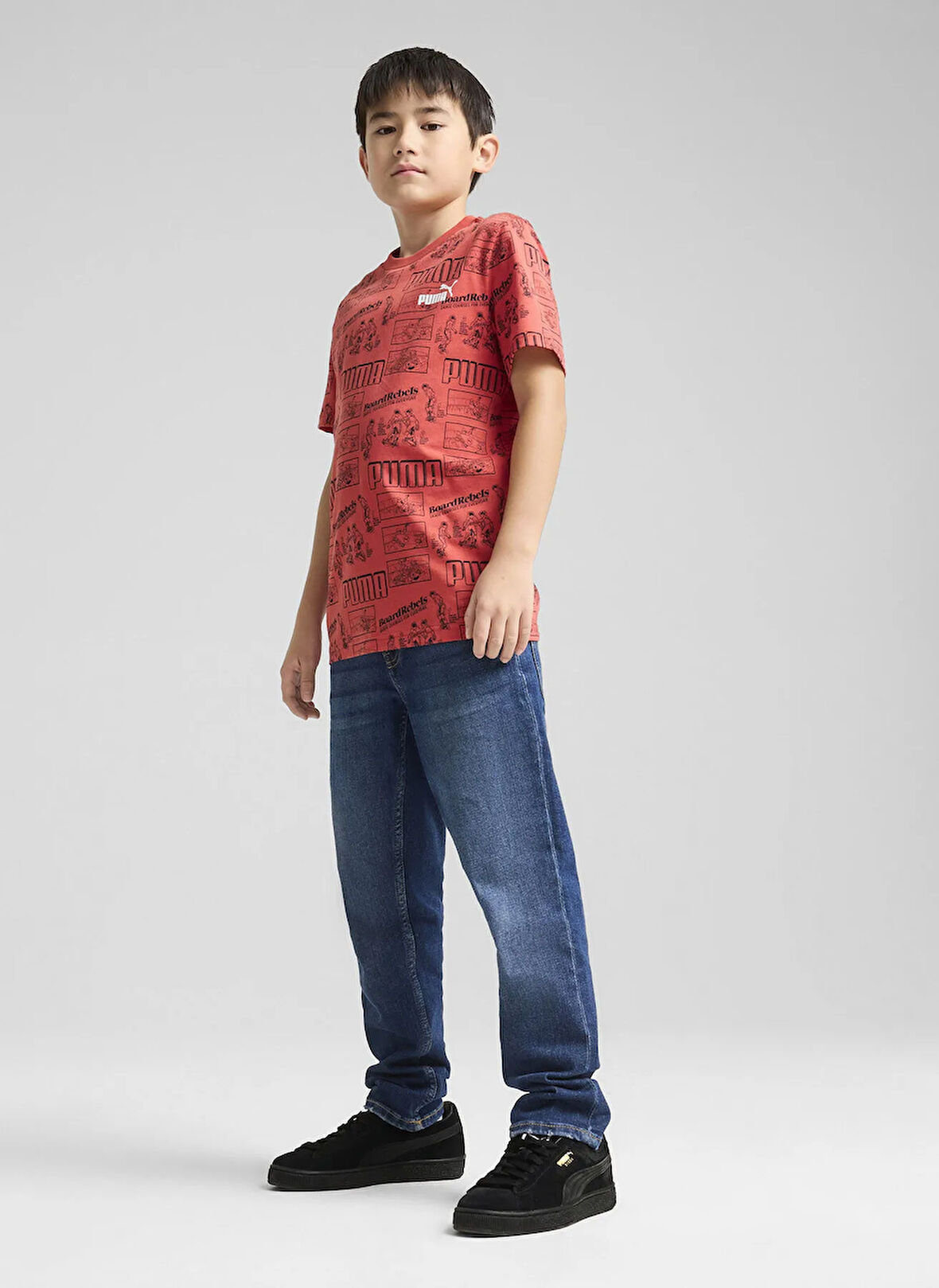 Puma Kırmızı Erkek Çocuk  T-Shirt 68514615-MID90S AOP Tee B Red Fire