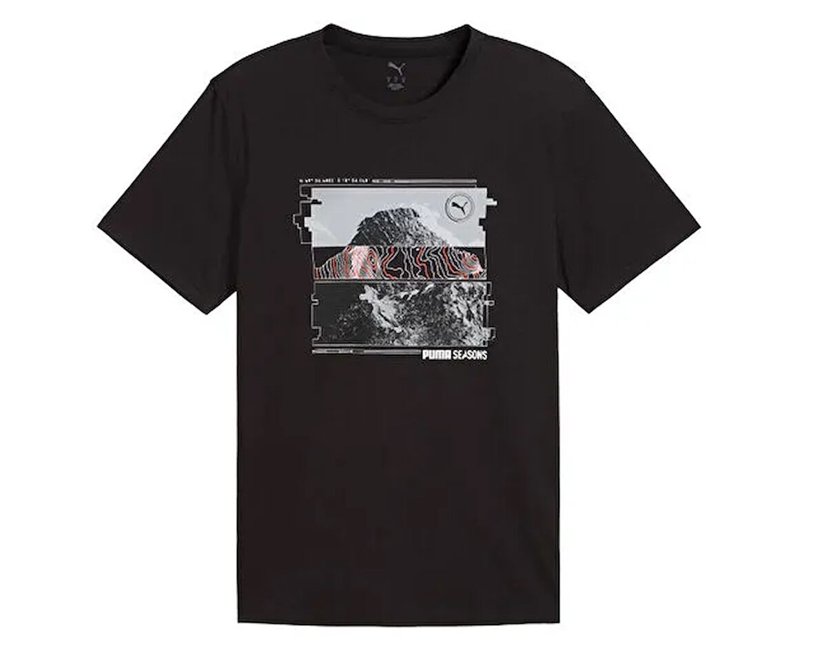 Puma Graphics Seasons Unisex Tee Erkek Koşu Tişörtü 52656701 Renkli