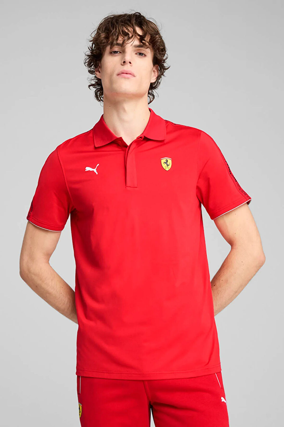 Ferrari Race Polo Kırmızı Erkek Kısa Kol T-Shirt