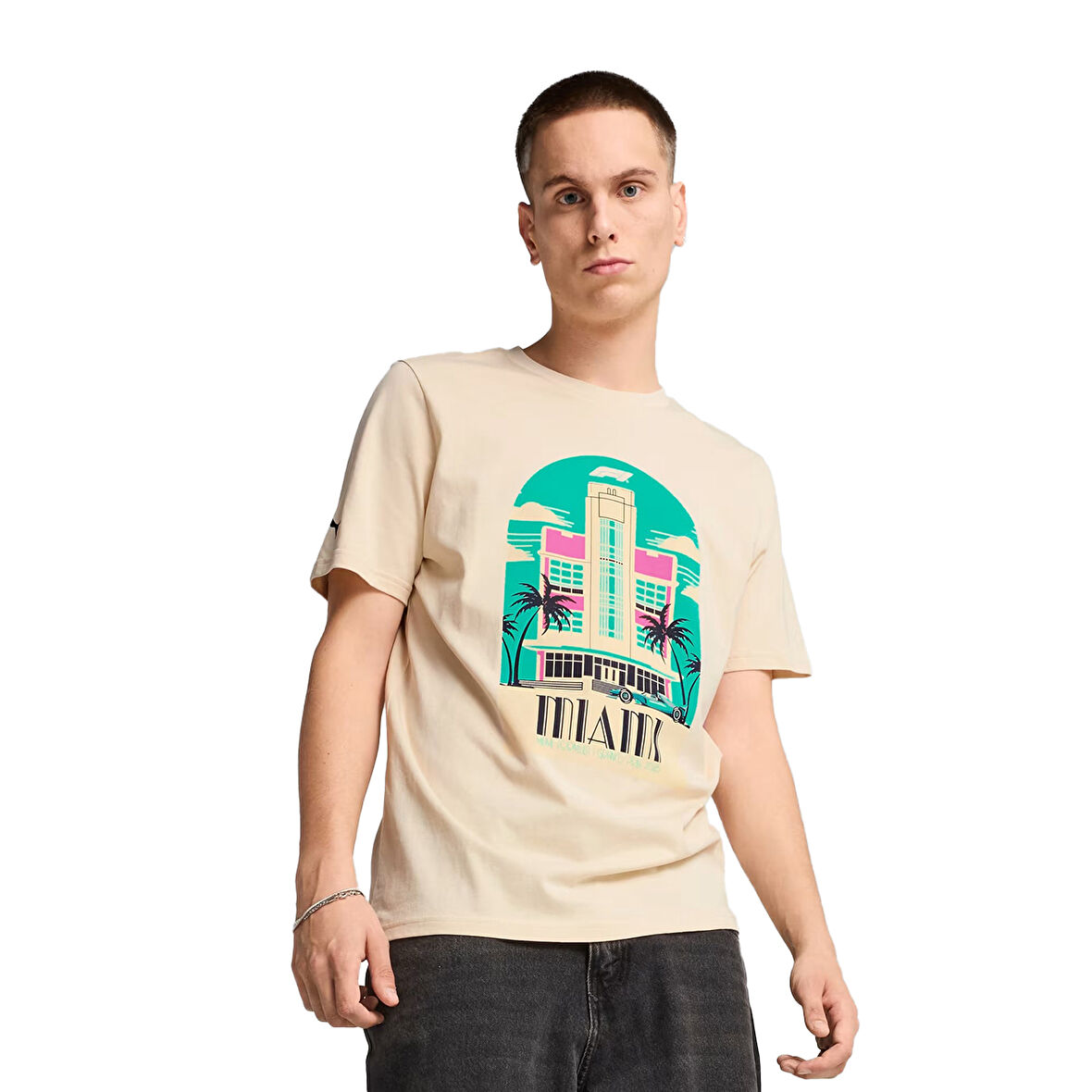 F1 Miami Erkek Bej Günlük Stil T-Shirt 63017613