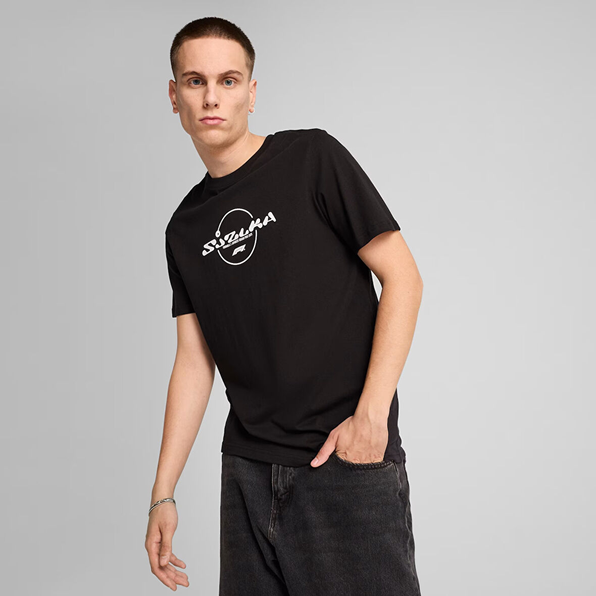 F1 Japan  Erkek Siyah Günlük Stil T-Shirt 63017501