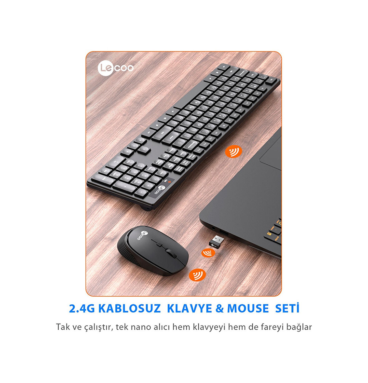 Lecoo KM2001 Kablosuz Türkçe Q Klavye Mouse Set