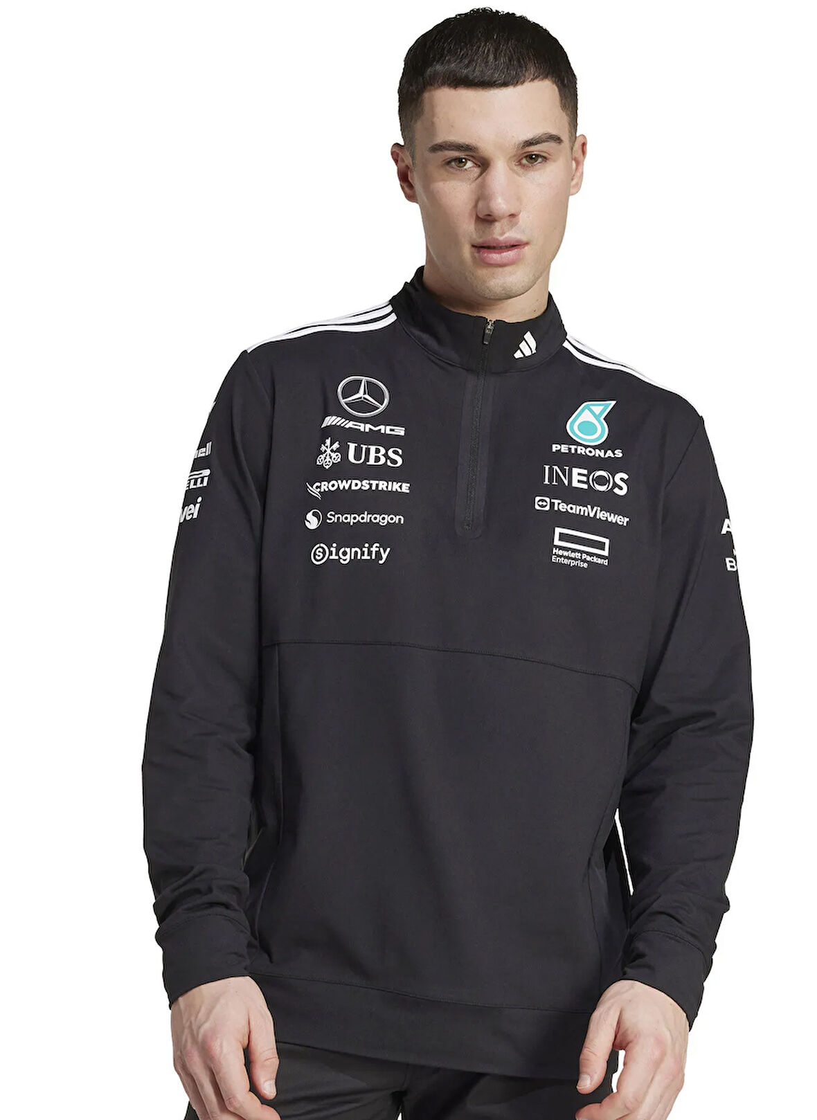 JV5745 MERCEDES TM QZIP M 2  Siyah Regular Fit Sweatshirt
