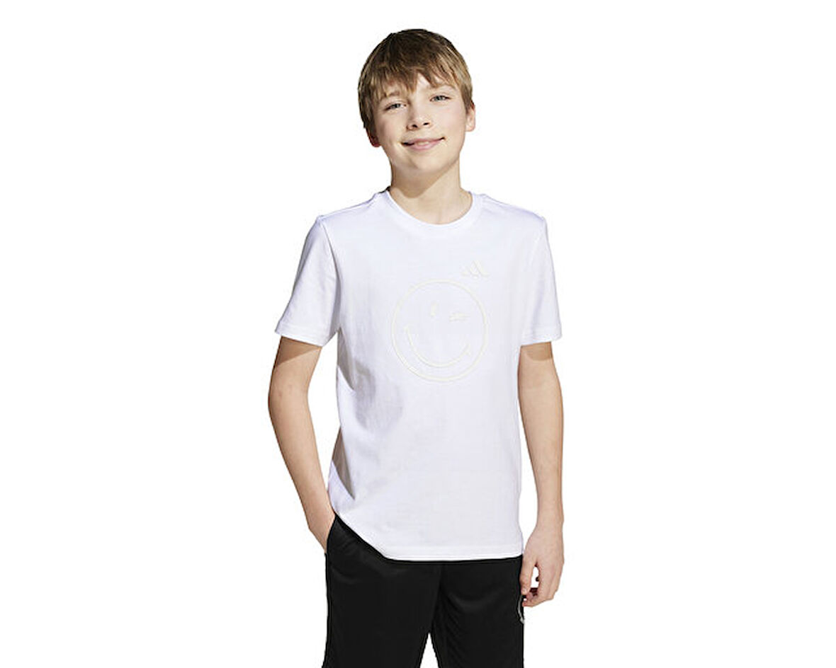 adidas J Smı Tee Çocuk Günlük Tişört JN2159 Beyaz