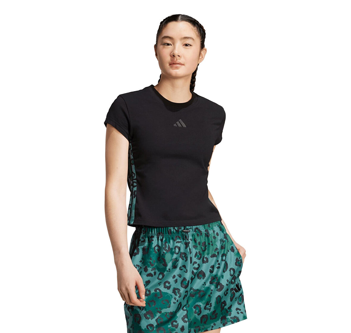 JM1850-K adidas W Aop Tee Kadın T-Shirt Siyah