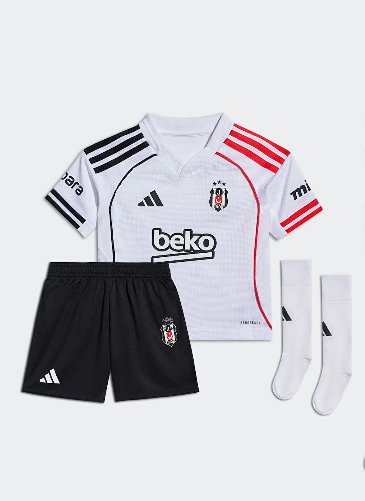 adidas Lastikli Bel Normal Beyaz Erkek Çocuk Şort Takım JN9930 BJK H MINI