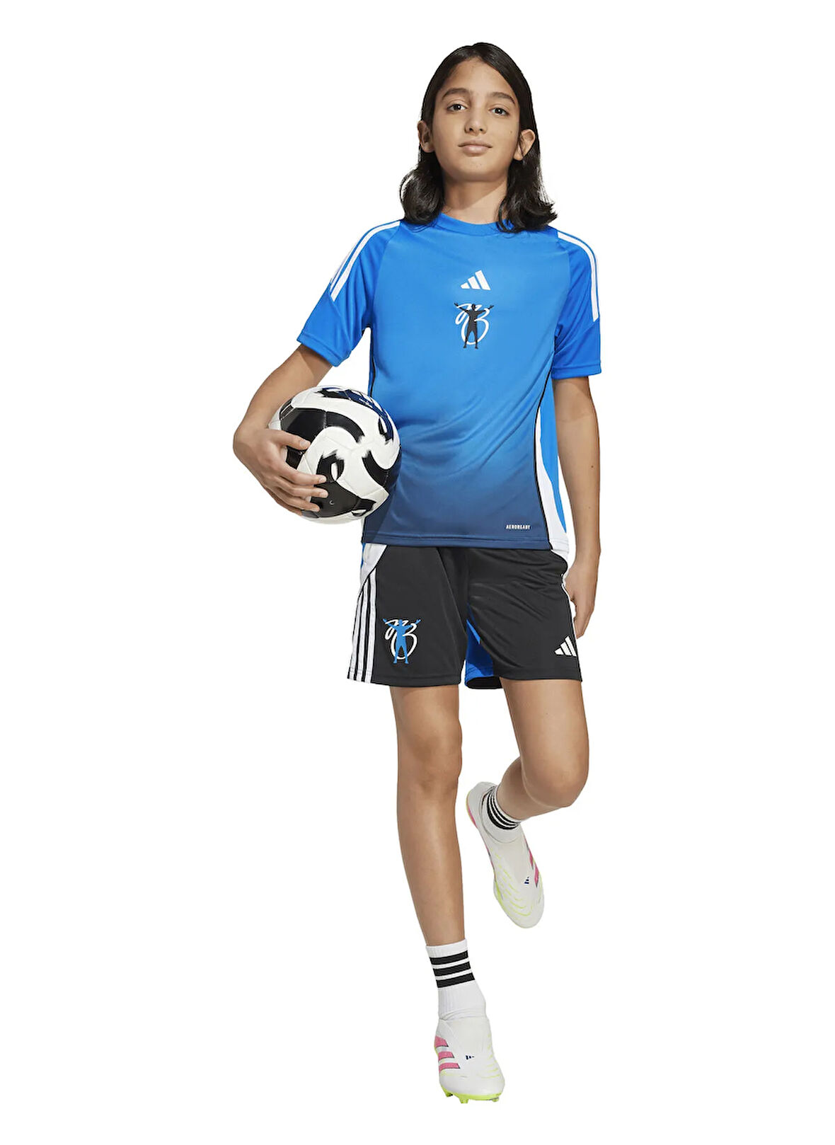 adidas Lastikli Bel Normal Siyah - Mavi Erkek Çocuk Şort JX6309 JB TR SHO Y