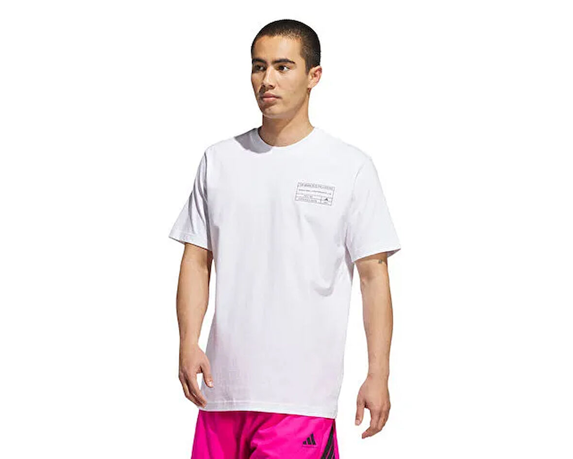 adidas Gfx Lb Tee 2 Erkek Basketbol Tişörtü JV8302 Beyaz