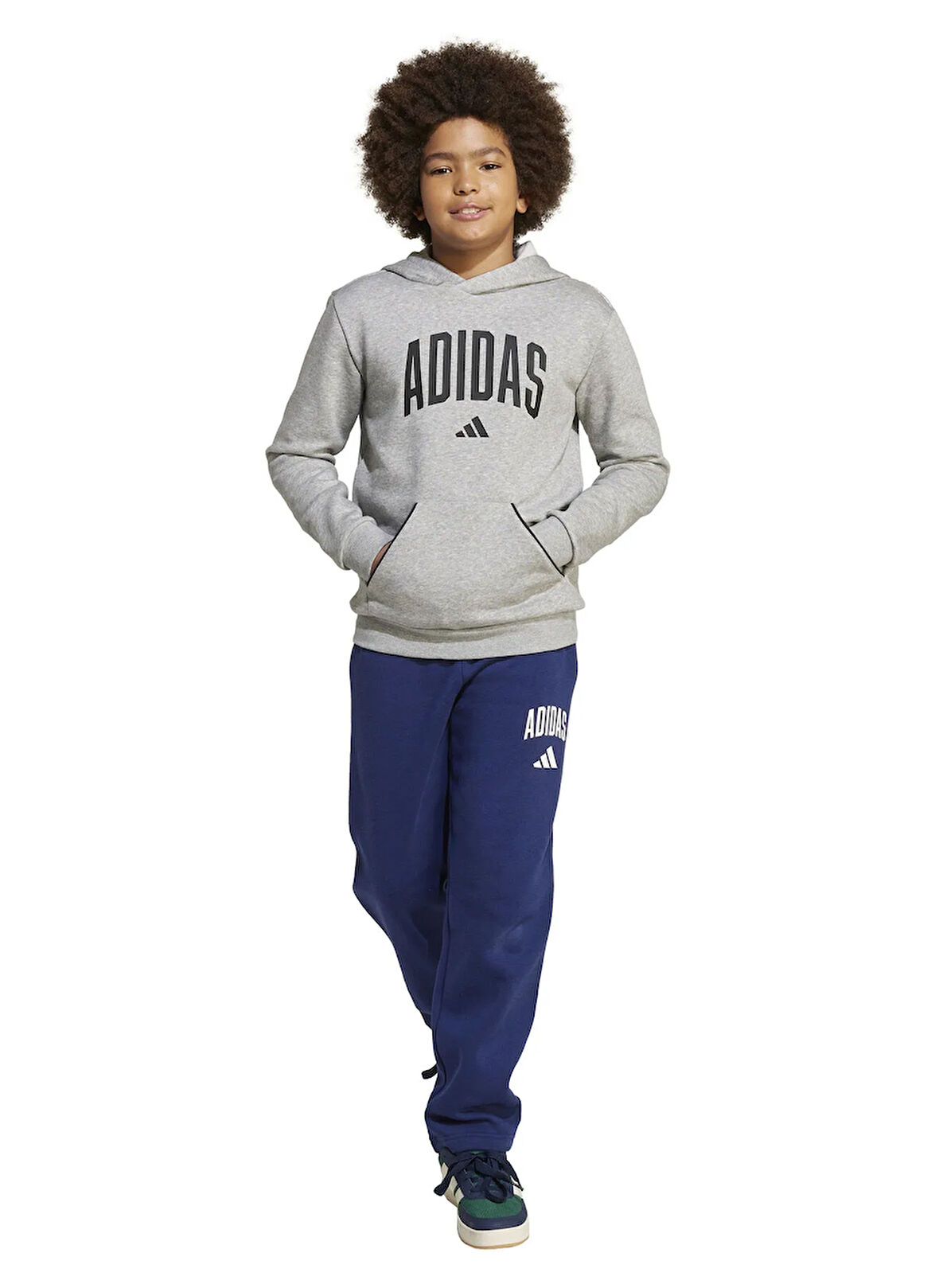 adidas Baskılı Erkek Çocuk Gri Sweatshırt JV7336 J CLGT OH FL HD