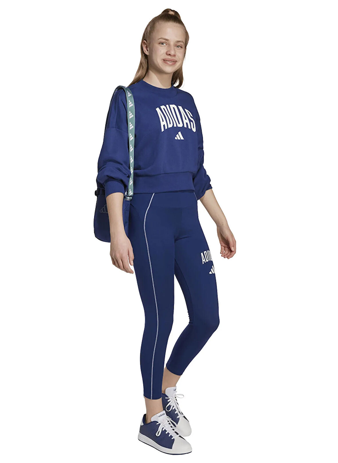 adidas Baskılı Kız Çocuk Koyu Mavi Sweatshırt JM1535 JG CLGT FT SWT