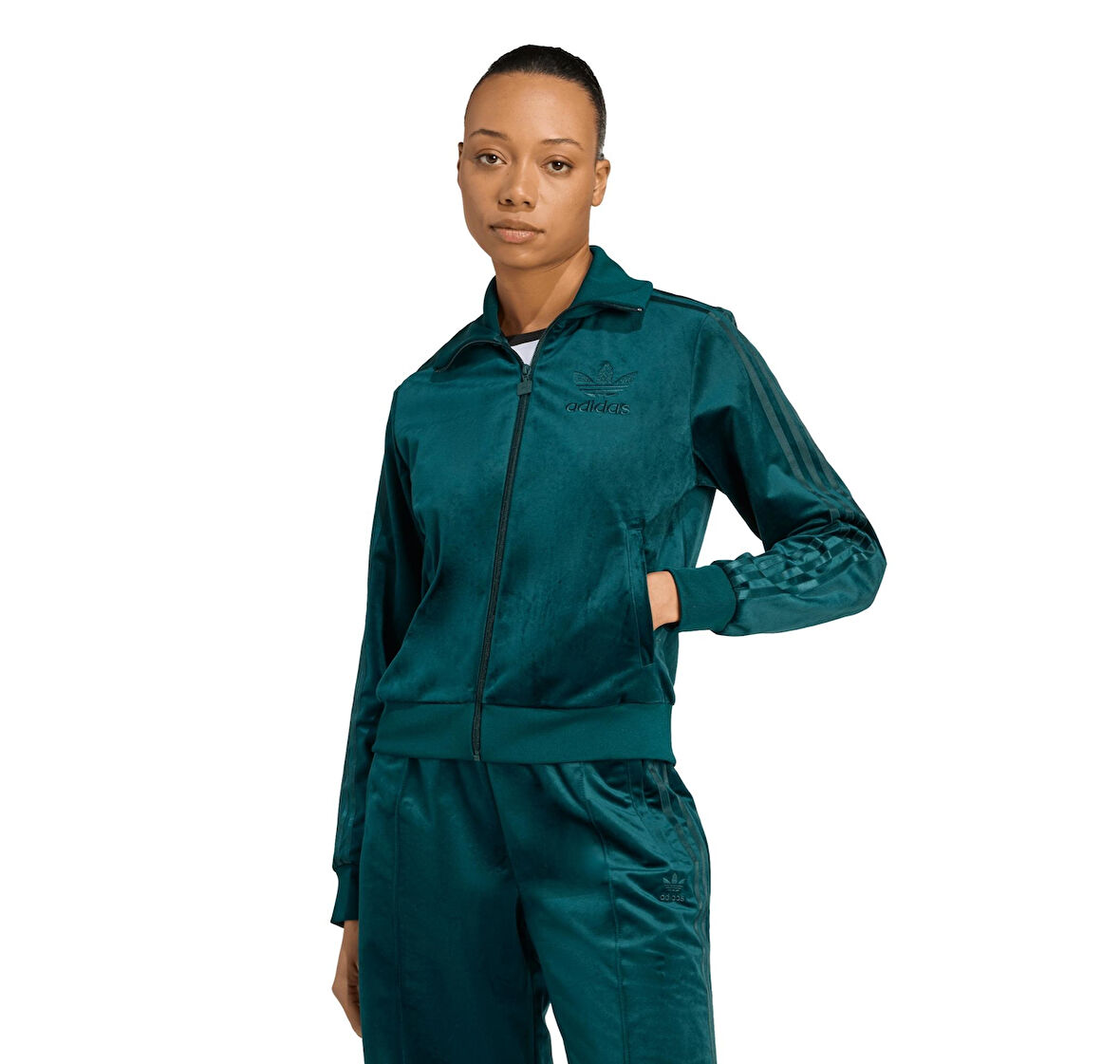 JY2589-K adidas Velvet Tt Kadın Ceket Yeşil