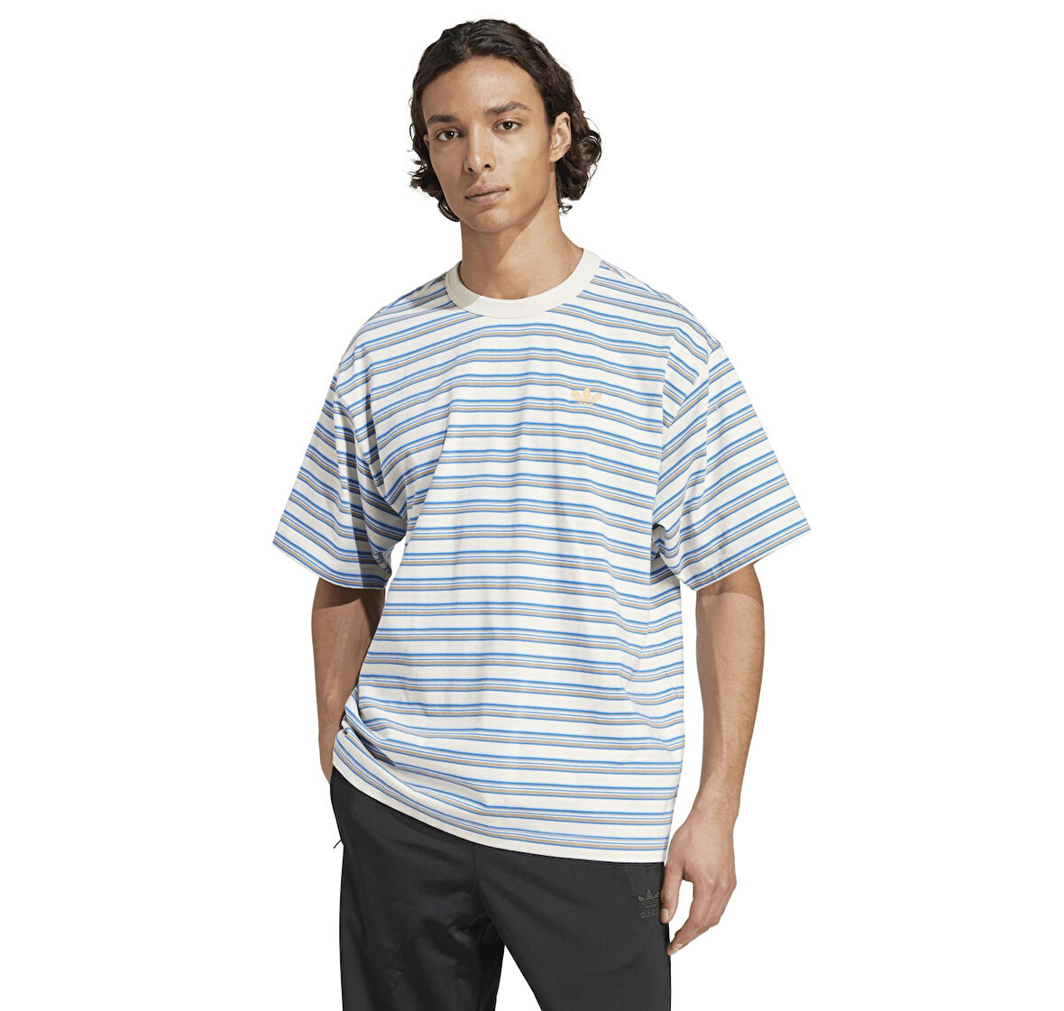 KB8355-E adidas Strıpe Tee Erkek T-Shirt Açık Mavi