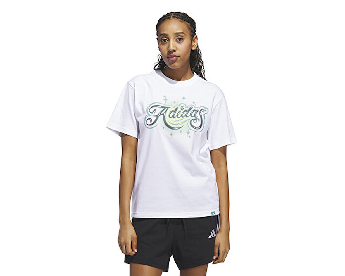 adidas W Airbrush T Kadın Günlük Tişört JM1798 Beyaz
