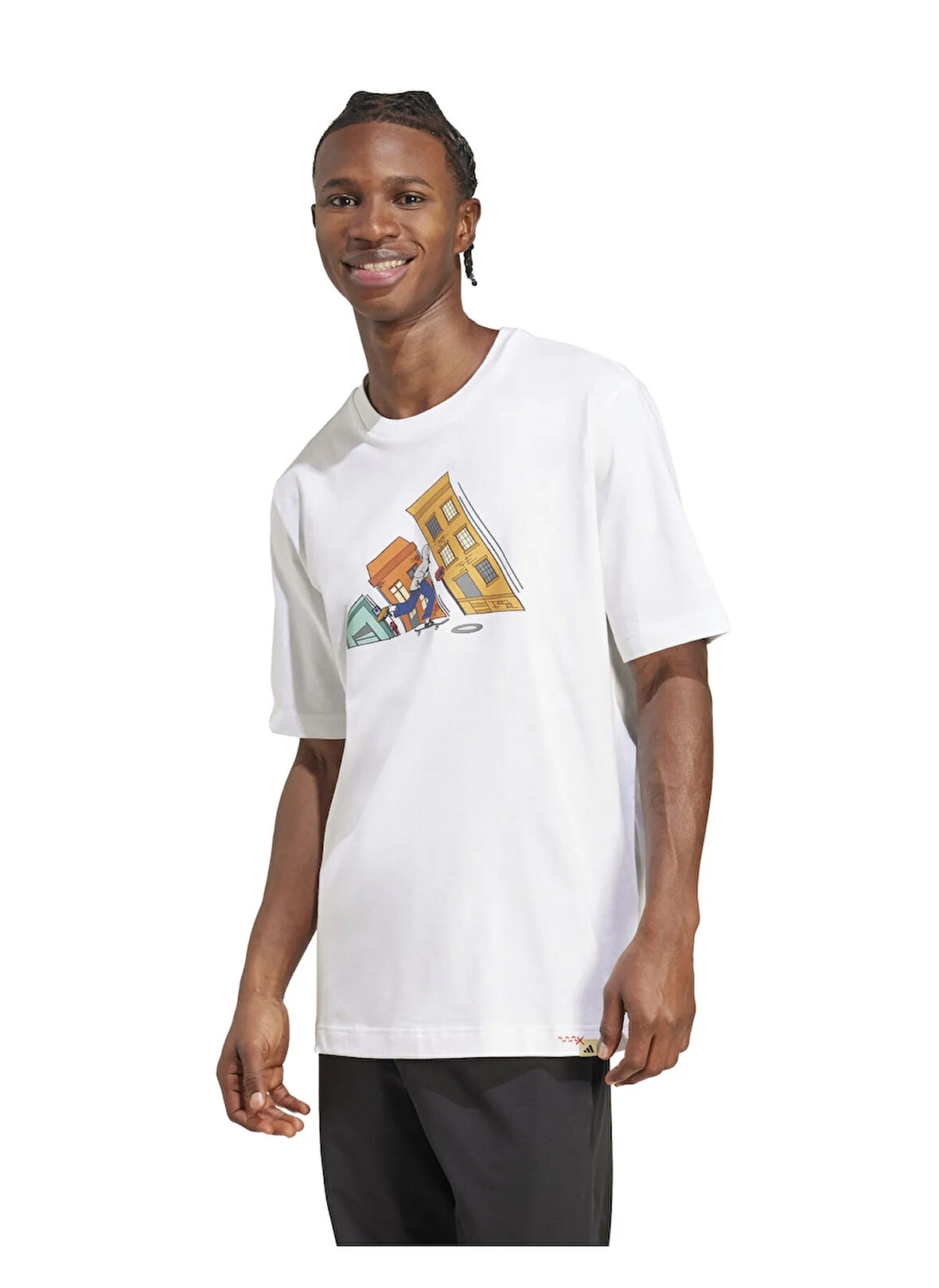 adidas JM6499 M DDL SKATE T Beyaz Yuvarlak Yaka Normal Baskılı Erkek T-Shirt