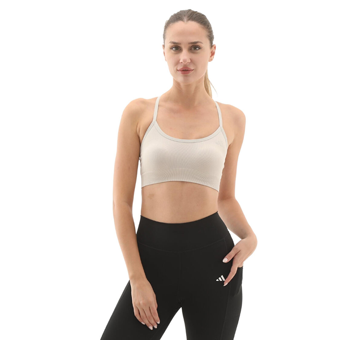 JX3897-K adidas We Knıt Ls Bra Kadın Büstiyer Sütlü Kahve