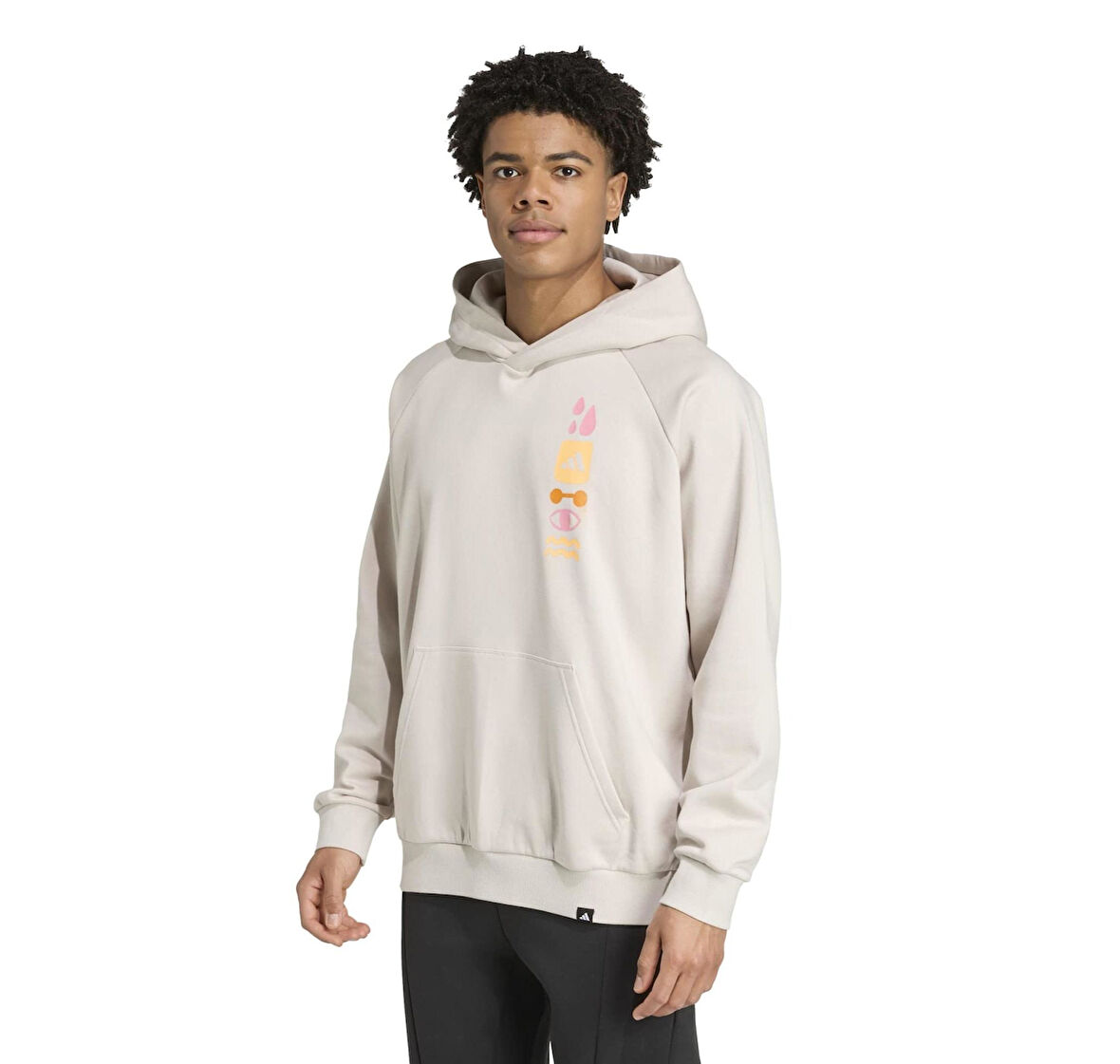 JV8779-E adidas Gfx Hoodıe Erkek Sweatshirt Bej